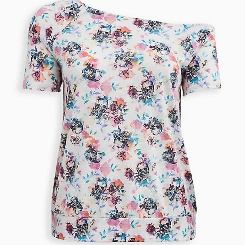NwT Torrid 3X Off Shoulder Floral Skull Tee